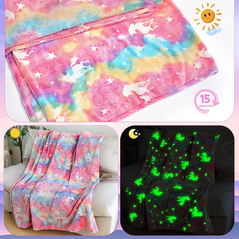 Glow in The Dark Blanket  3 4 5 6 7 8 9 10 11 12 Year Old Gift